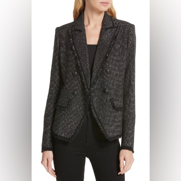 Veronica Beard Frisco Black Metallic Tweed Blazer Jacket Size 6